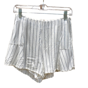 Farrow White Blue‎ Pinstripe Rayon Lined Flare Zipup Shorts Medium